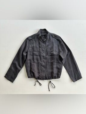 Rails Jacket Dark Gray Star Embroidered Linen Tencel Blend Women’s Size Small